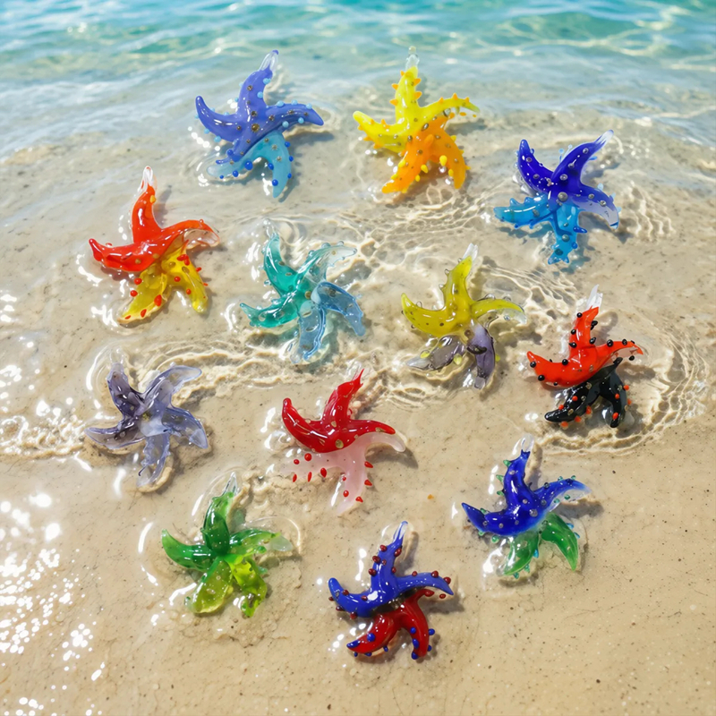 Marine Aquarium Mini - Mini Glass Starfish Pendant Colorful Cute
