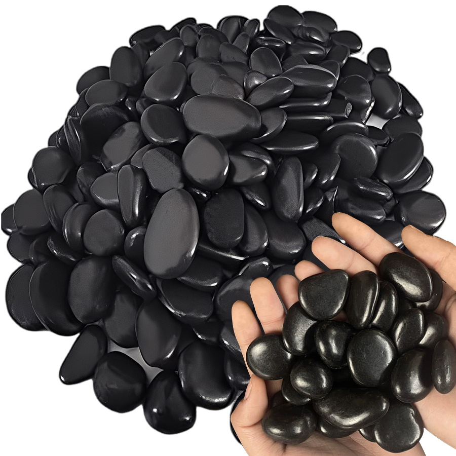 Aquarium Marine Tank - 200g Black High Polished Natural Pebbles