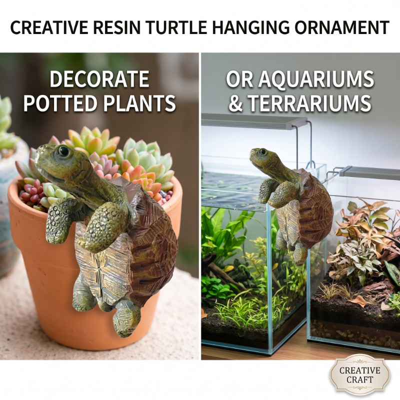 Aquarium Marine Tank - Fishing Turtle Hanging Turtle Figurine for