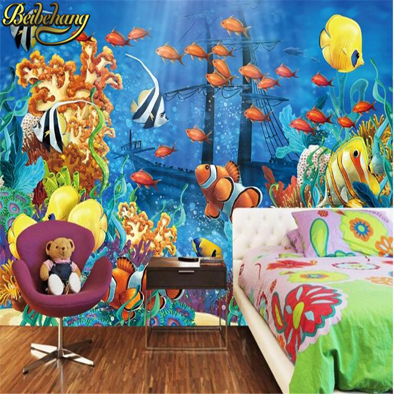 Large murals Wallpaper Cartoon - Marine Aquarium Wallpaper のレビューと価格