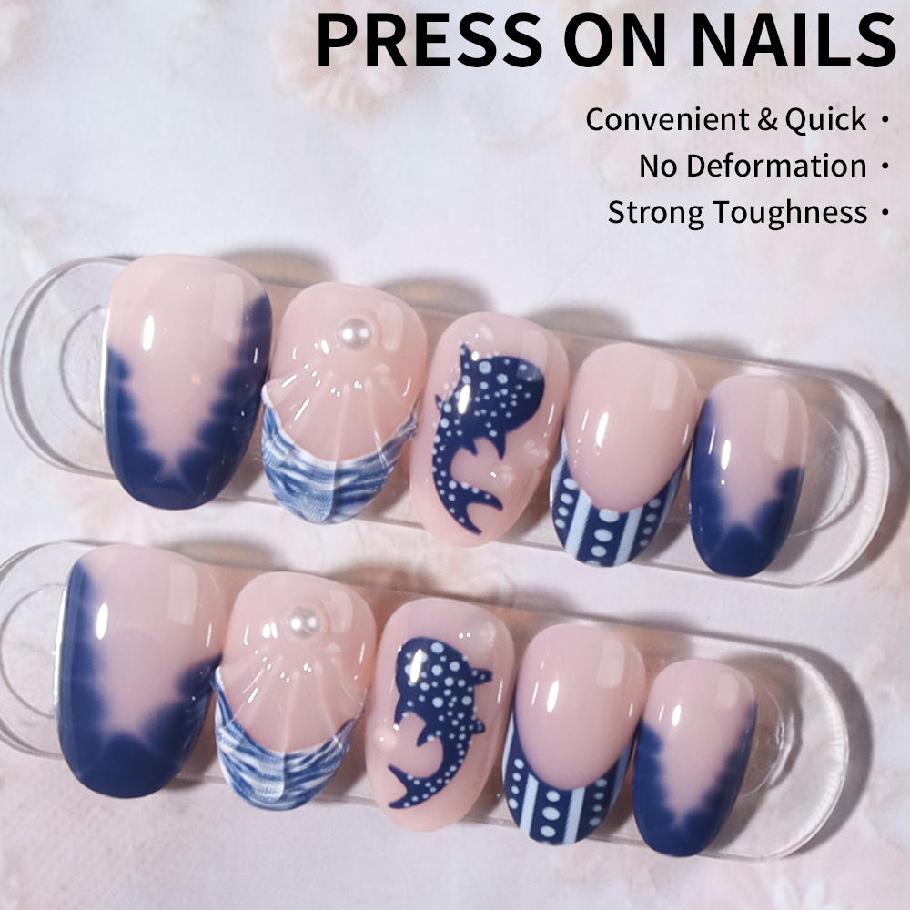 24pcs Almond 3d gel nails Whal - Marine Aquarium Decorations のレビューと価格