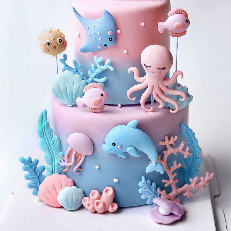 Ocean Octopus Whale Cake Decor - Marine Aquarium Decorations のレビューと価格