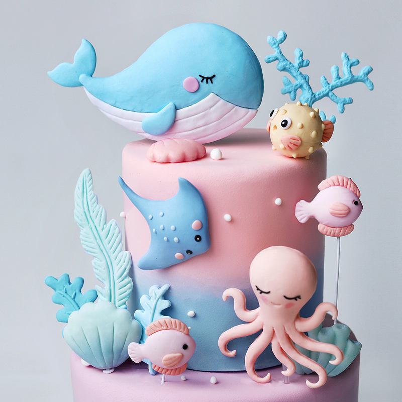 Ocean Octopus Whale Cake Decor - Marine Aquarium Decorations のレビューと価格
